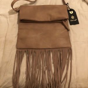 Boho chic genuine leather bag